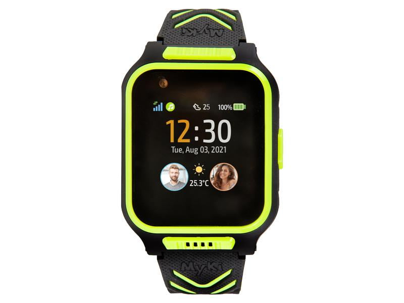 MyKi Smartwatch 4 Schwarz/Grün, Touchscreen: Ja, Verbindungsmöglichkeiten: Bluetooth, 4G, Schutzklasse: IP67, Betriebssystem: andere, GPS: Ja, Smartwatch Funktionen: Erinnerungen, SOS-Taste, Wecker, Sprachnachrichten, Mikrofon, Fotoaufnahme, Benachrichtig