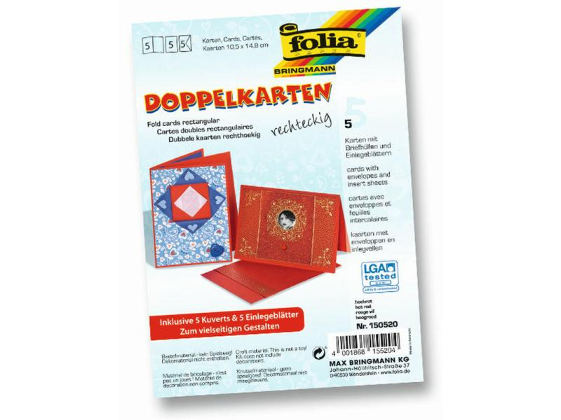 Folia Blankokarte 220 g/m2 rechteckig Rot, Papierformat: 10.5 x 15 cm, Motiv: Ohne Motiv, Verpackungseinheit: 5 Stück, Farbe: Rot, Inkl. Couvert: Ja