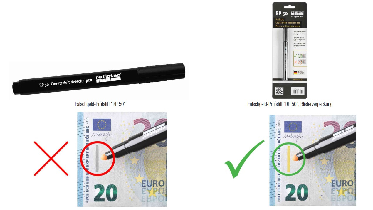 ratiotec Falschgeld-Prüfstift "RP 50", schwarz