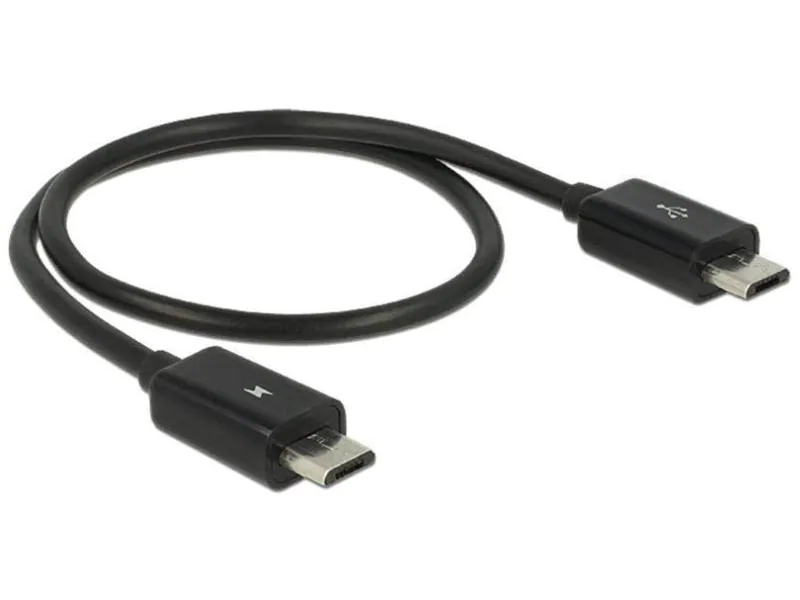 DeLock USB2.0 OTG Powershare Kabel, MicroB, Typ: Stromkabel, Steckertyp Seite A: USB-MicroB Stecker, Farbe: Schwarz, Steckertyp Seite B: USB-MicroB Stecker, USB Standard: 2.0, Länge: 0.3 m, Besondere Eigenschaften: USB on-the-go (OTG)