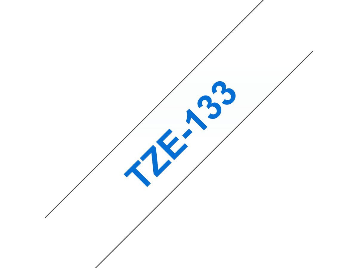 Brother Beschriftungsband TZE-133 Blau auf Transparent 12 mm