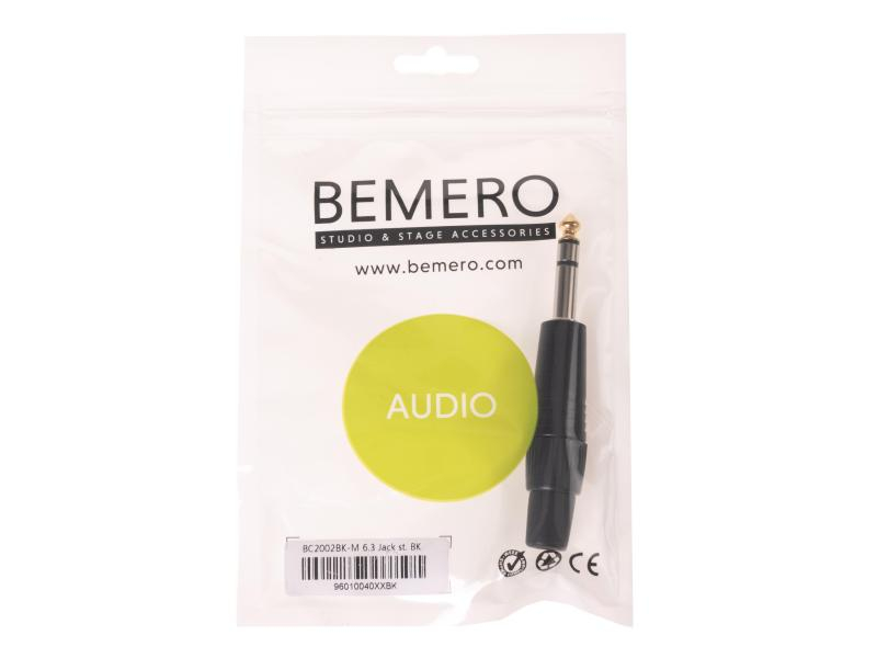 Bemero Stecker BC2002BK-M 6.3mm stereo Klinkenstecker schwarz, Audio Steckertyp: Klinke 6,3mm, male, Anwendungsbereich: Installation, Live/Bühne, Studio