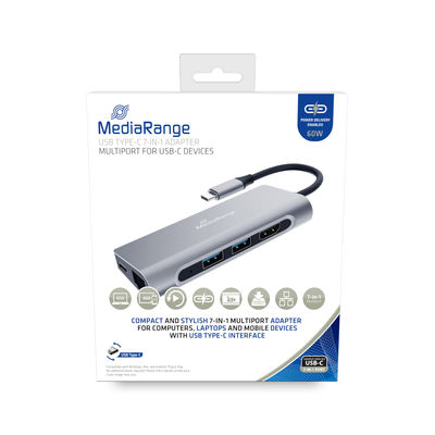MediaRange USB-C 7-in-1 multiport Adapter silber