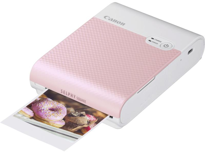 Canon Fotodrucker SELPHY Square QX10 Pink, Drucktechnik: Thermosublimationsdruck, Funktionen: Drucken, Farbe: Pink, Medienformat: 72 x 85 mm, Druck erste Seite: 43 s