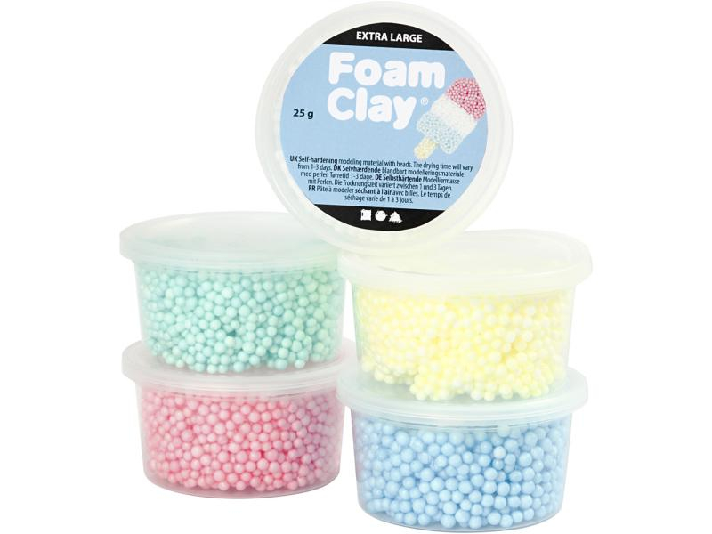 Creativ Company Modellier-Set Foam Clay Extra Large 5-teilig, Packungsgrösse: 5 Stück, Set: Ja, Anwender: Jugendliche, Hobbyanwender, Farbe: Mehrfarbig, Modelliermasse Art: Modellier-Set, Effekte: Selbsthärtend