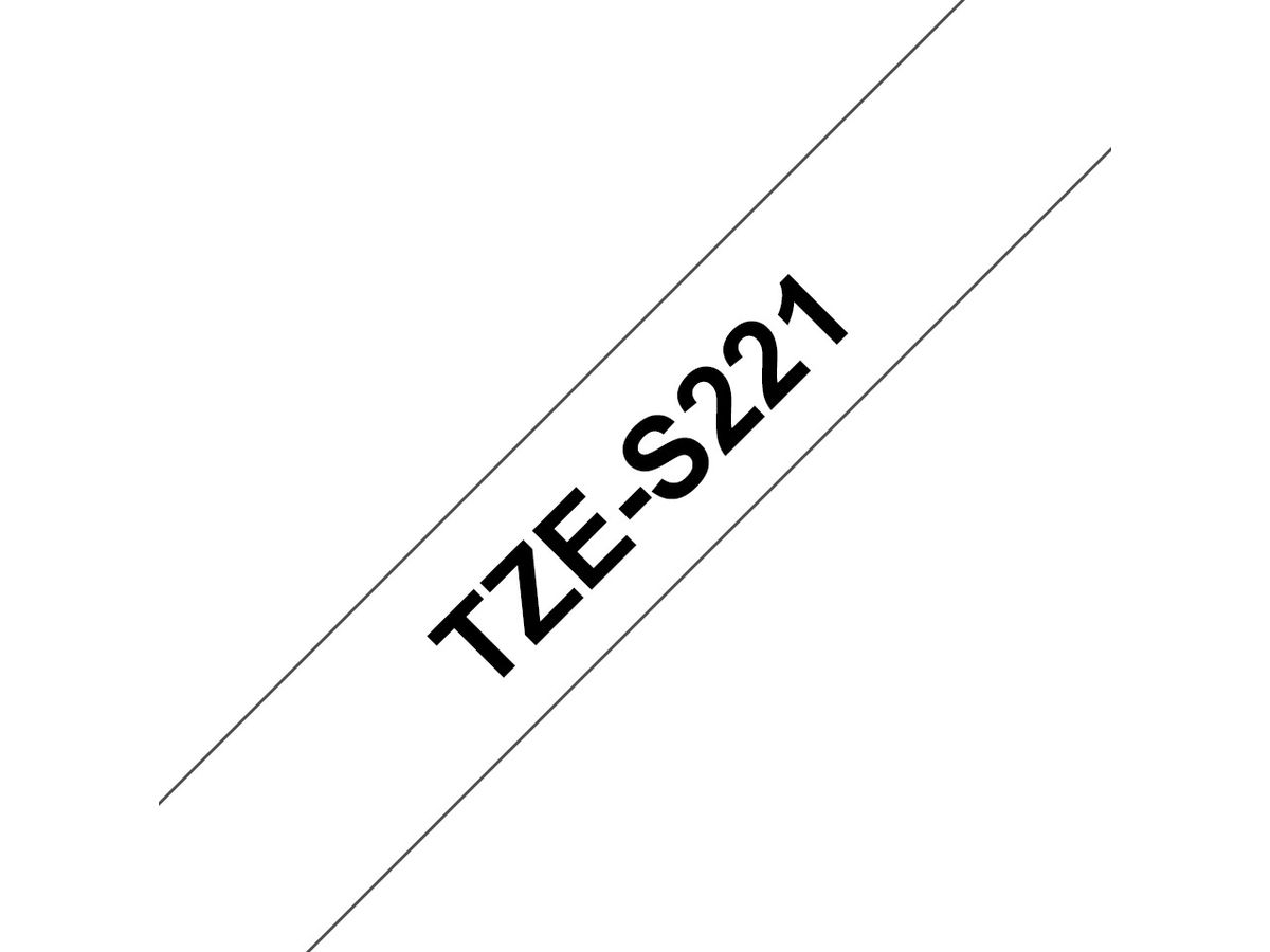 Brother Beschriftungsband TZe-S221 Schwarz auf Weiss 9 mm