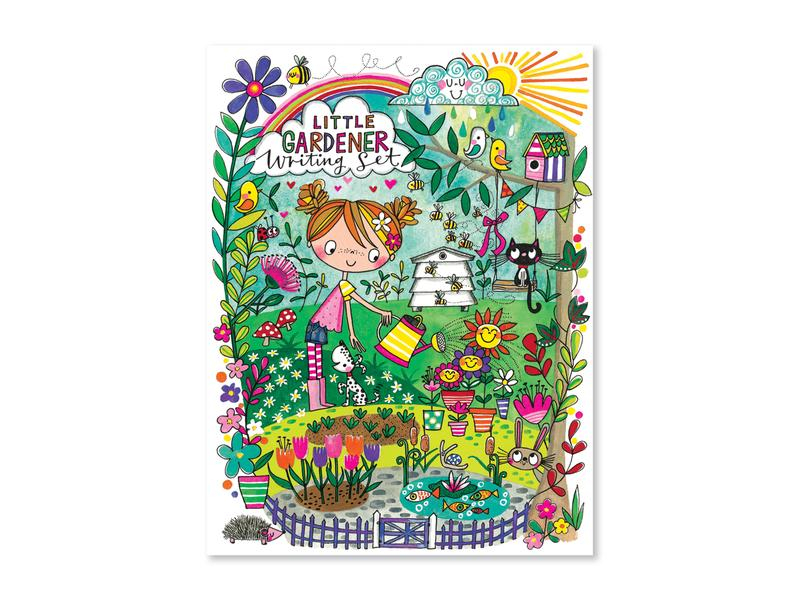 Rachel Ellen Briefpapierset Garten, Format: 160 x 220 mm, Farbe: Mehrfarbig, Inhalt: Briefpapier, Sticker, Kuvert