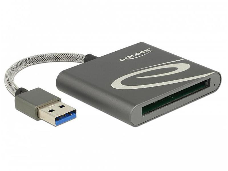 Delock Card Reader Extern 91525 USB 3.0 für CFast 2.0, Speicherkartentyp: CFast; CFast 2.0, Cardreader Bauart: Extern, Schnittstellen: USB 3.0, Aluminiumgehäuse