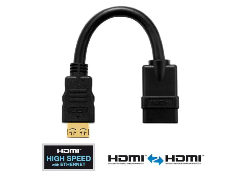 Purelink HDMI auf HDMI Adapter, HDMI-Stecker auf HDMI-Buchse, Portsaver - 0,1 m