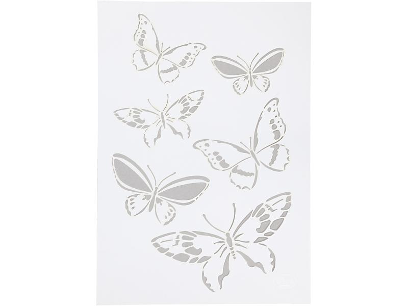 Creativ Company Schablone A4 Schmetterling, 1 Stück, Breite: 21 cm, Länge: 30 cm, Selbstklebend: Nein, Motiv: Schmetterling