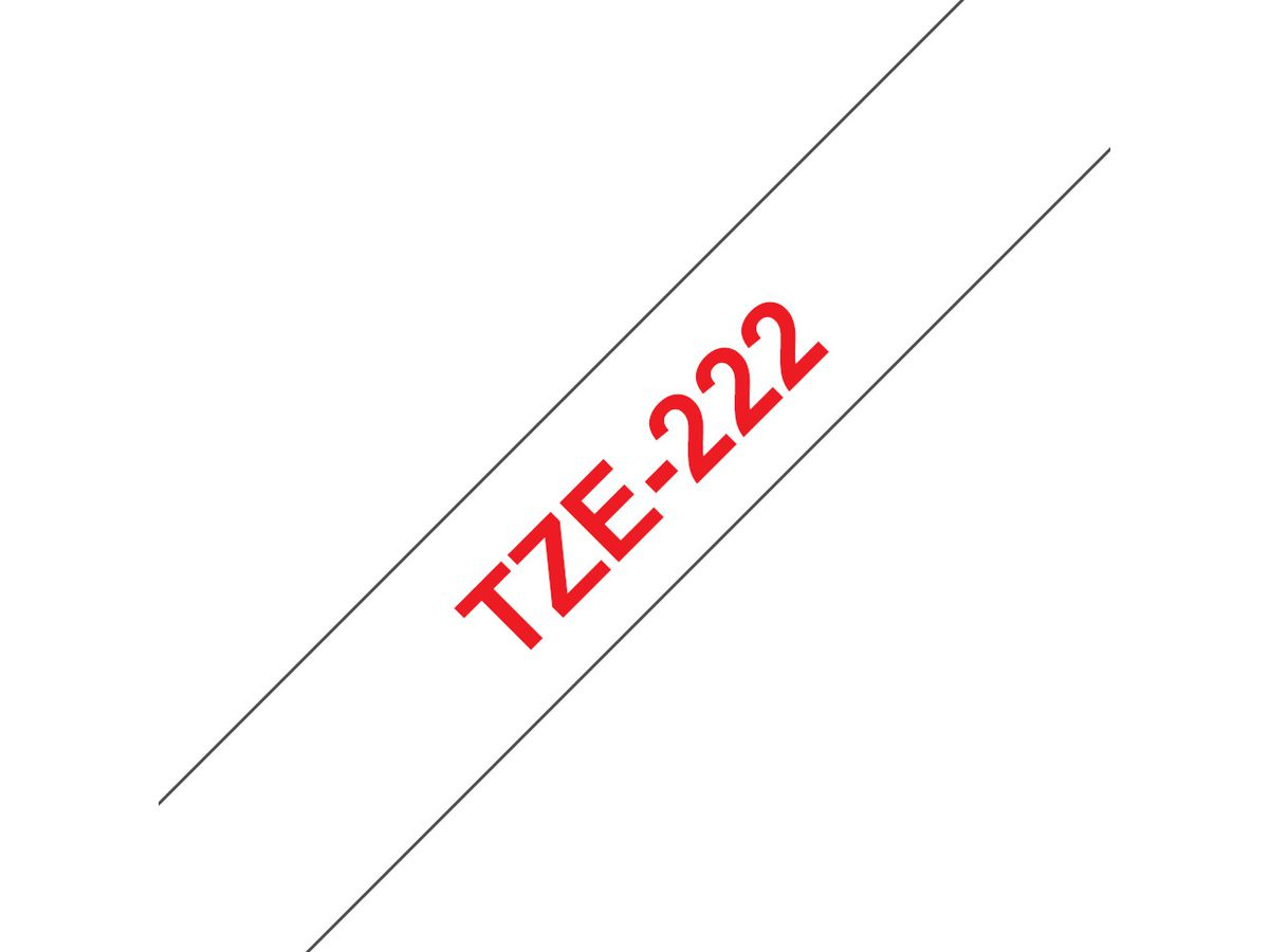 Brother Beschriftungsband TZe-222 Rot auf Weiss 9 mm