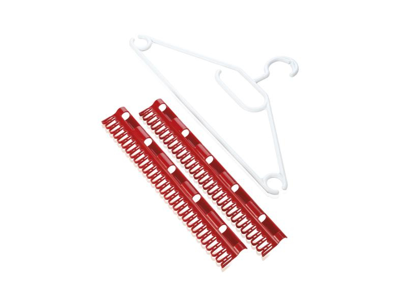 Leifheit Wäschehalter Set Pegasus, Farbe: Rot; Weiss, Material: Kunststoff, Set, 5 Kleiderbügel, 2 Kleinteilehalter