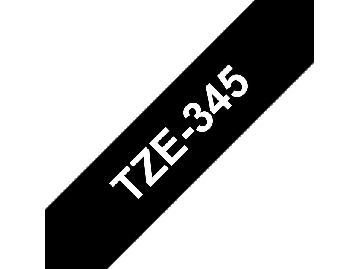 Brother Beschriftungsband TZe-345 Weiss auf Schwarz 18mm x 8m