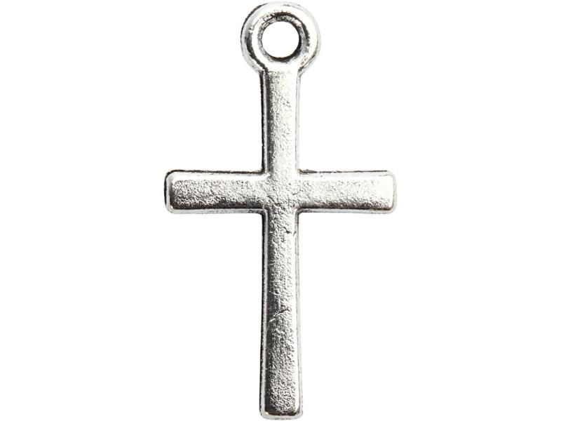 Creativ Company Anhänger Kreuz 20 Stück, Farbe: Silber