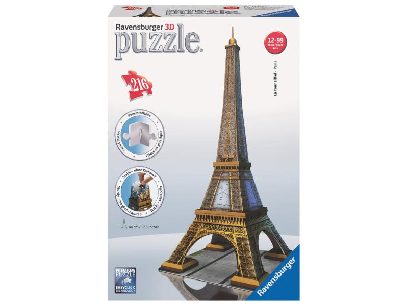 Ravensburger 3D Puzzle Eiffelturm, Altersempfehlung ab: 12 Jahren, Effekte: Keine, Anzahl Teile: 216 Stück, Motive: Sehenswürdigkeit, Puzzletyp: 3D Puzzle