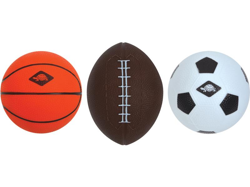 Schildkröt Funsports Funsport 3 in 1 Mini Balls Set, Altersempfehlung ab: Ohne Altersfreigabe, Anzahl Bälle: 3 ×, Durchmesser: 11 cm, Farbe: Mehrfarbig, Sportart: Rugby, Basketball, Fussball