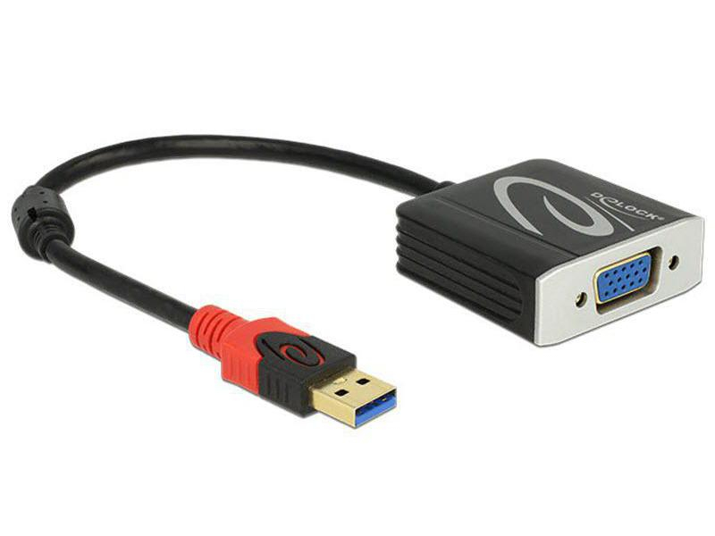 DeLock USB3.0 Grafikkarte VGA Videoanschluss Seite A: VGA, Auflösung Max.: 1920 x 1200 (WUXGA), Max. gleichzeitige Displays: 1, Schnittstelle Hardware: USB 3.0