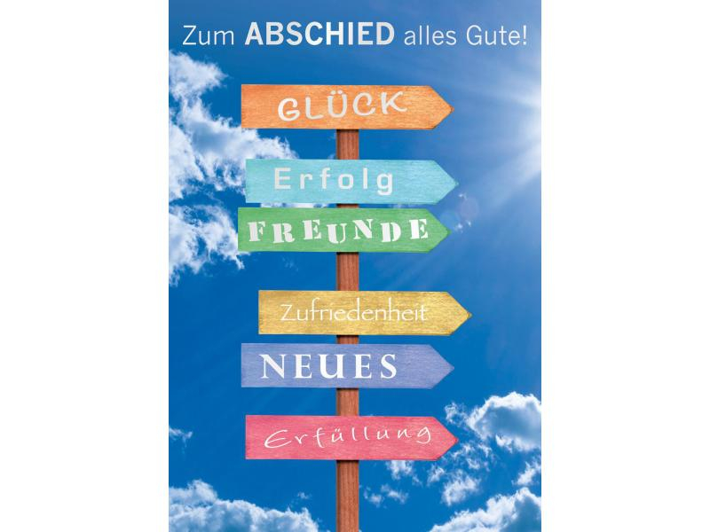 ABC Abschiedskarte Wegweiser, Papierformat: A4, Verpackungseinheit: 1 Stück, Inkl. Couvert: Ja, Anlass: Abschied