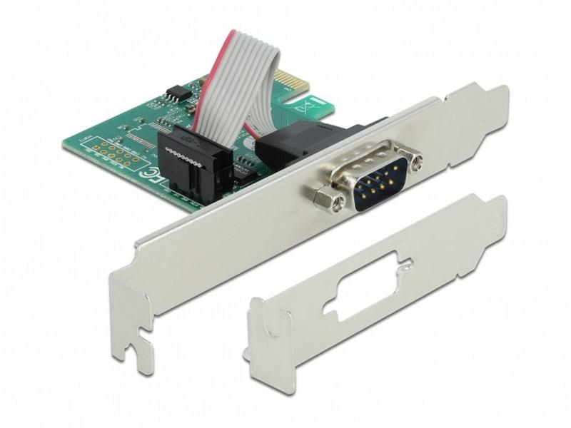 Delock PCI-Karte 90006 1x Seriell / RS-232, Datenanschluss Seite B: RS-232 DB9 Stecker, Anzahl Ports: 1, Schnittstelle Hardware: PCI-Express x1, Formfaktor: Low-Profile, Full-Height