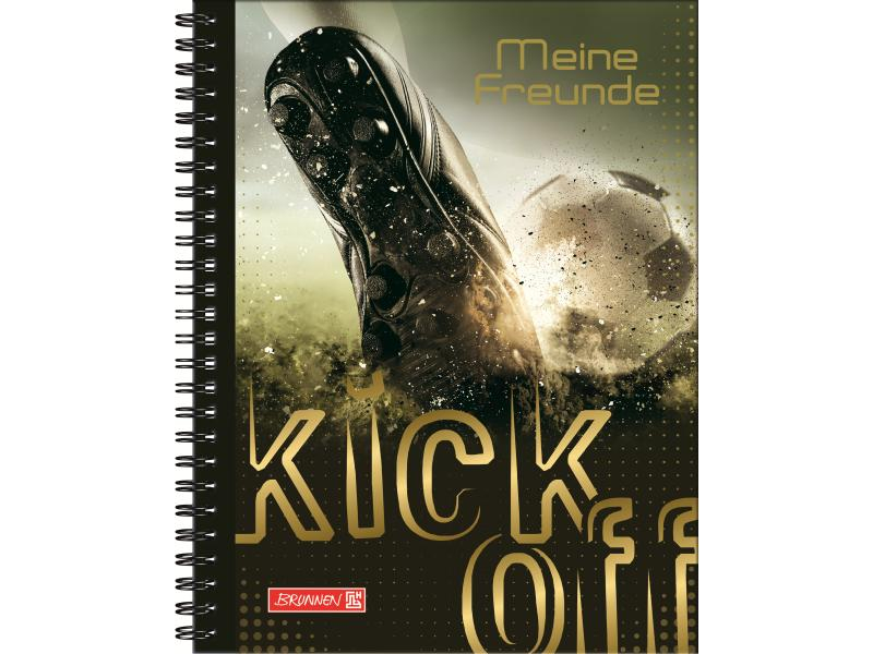 Brunnen Freundebuch Kick off, Motiv: Fussball, Medienformat: 16,5 x 20 cm, Farbe: Schwarz, Mehrfarbig, Altersgruppe: Kinder