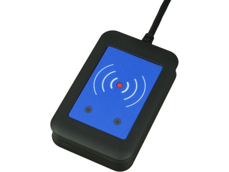 2N Externer RFID Kartenleser 125kHz und 13.56MHz (USB), Verbindungsmöglichkeiten: Kabelgebunden, Farbe: Schwarz, Blau, Detektion: RFID, Vandalenschutz: Nein, Türöffnung: RFID