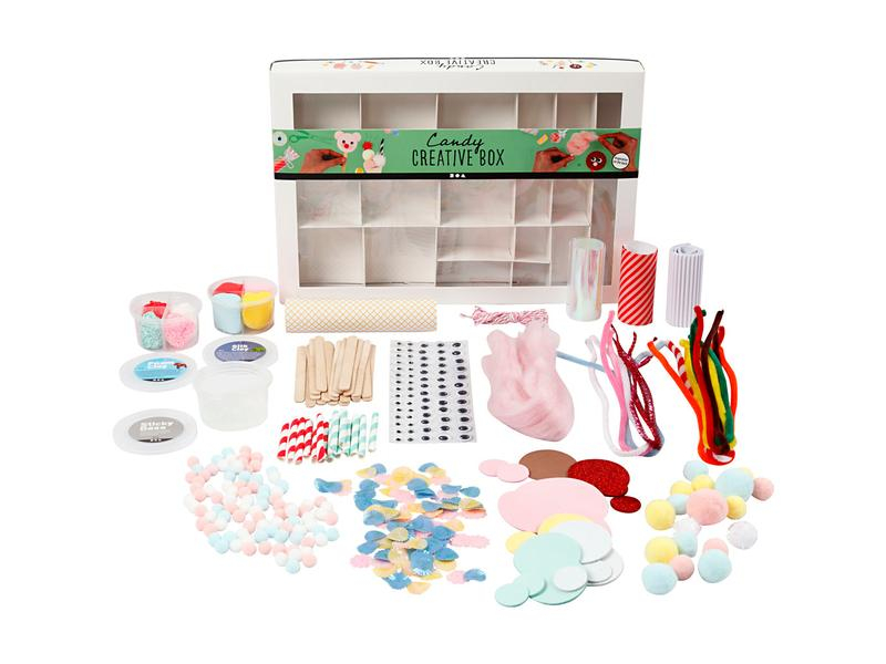 Creativ Company Bastelset Kreativbox Candy 16-teilig, Altersempfehlung ab: 3 Jahren, Anzahl Teile: 16 Teile, Material: Plastik, Papier, Set: Ja, Produktart: Bastelset