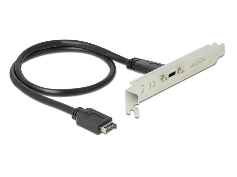 Delock Bracket USB-C, 3.2 Gen2, 10Gbps intern Key-A USB-C, Datenanschluss Seite A: Type-C USB 3.1 Gen 2, Datenanschluss Seite B: USB Key-A (20Pin)