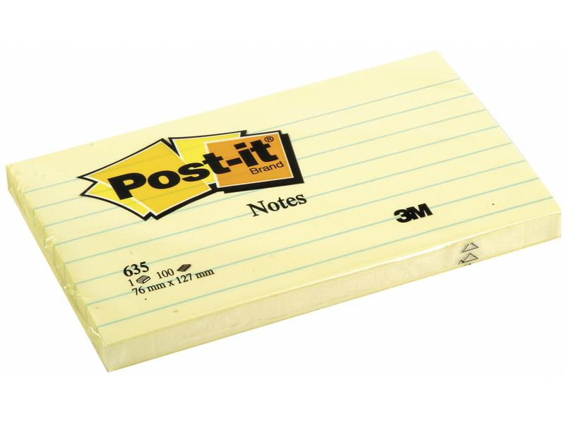 3M Notizzettel Post-it 12.7 x 7.6 cm Gelb Liniert, Breite: 126 mm, Farbe: Gelb, Länge: 76 m, Selbstklebend: Ja