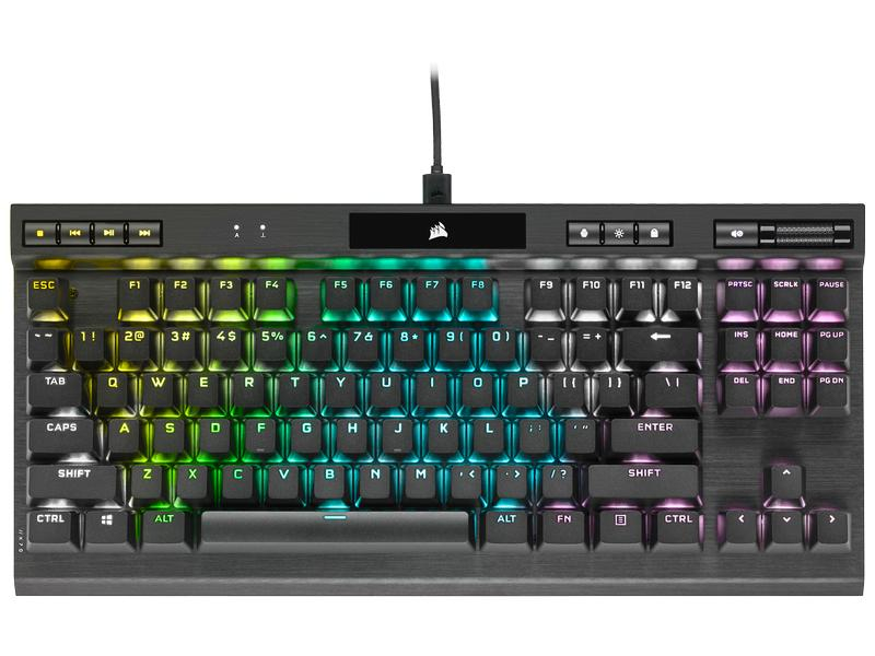 Corsair K70 RGB TKL CHAMPION SERIES, Tastaturlayout: QWERTZ (CH), Tastatur Features: Beleuchtung, Keyboard Tasten: Mechanisch, Farbe: Schwarz, Verbindungsart: Verkabelt, Schnittstelle: USB-A