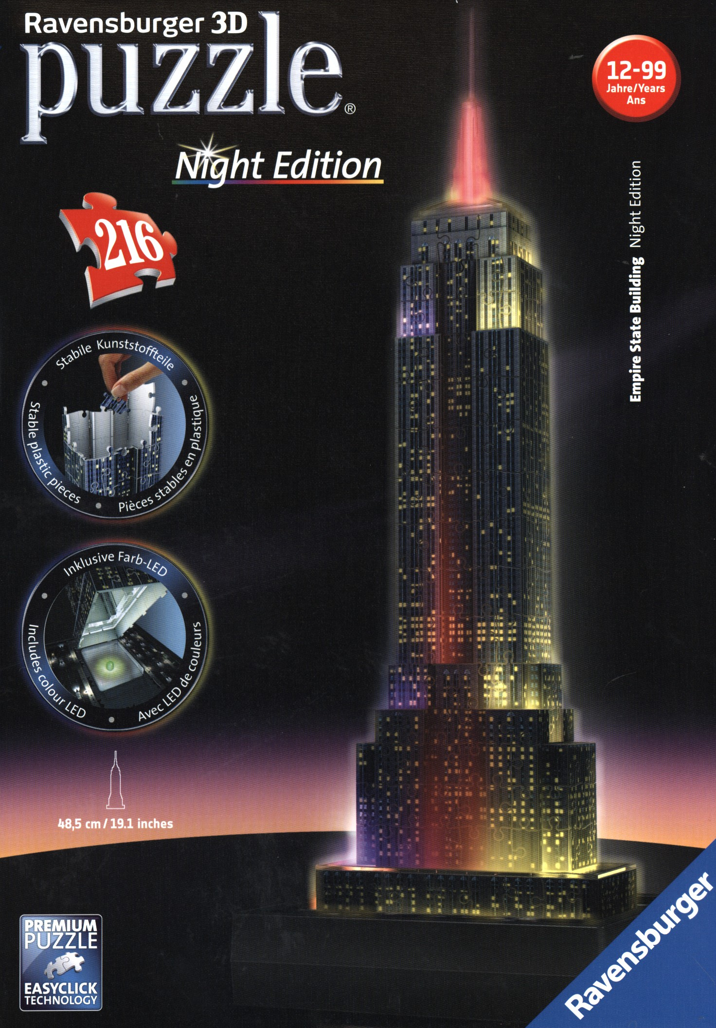 Night Edition: Empire State Building - 3D Gebäude Puzzle [216 Teile]