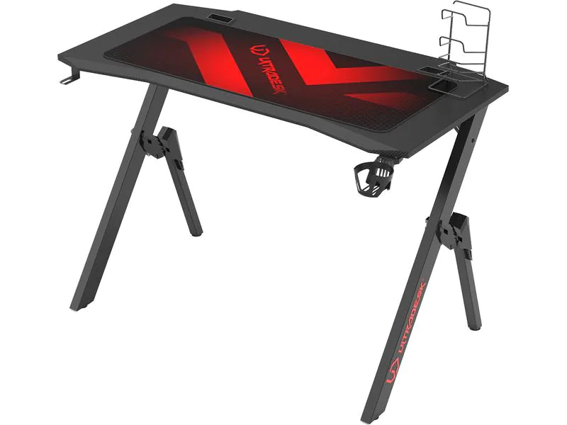 Ultradesk Gaming Tisch Action V2 Schwarz, Beleuchtung: Nein, Höhenverstellbar: Nein, Detailfarbe: Schwarz, Material: Kunststoff, Stahl