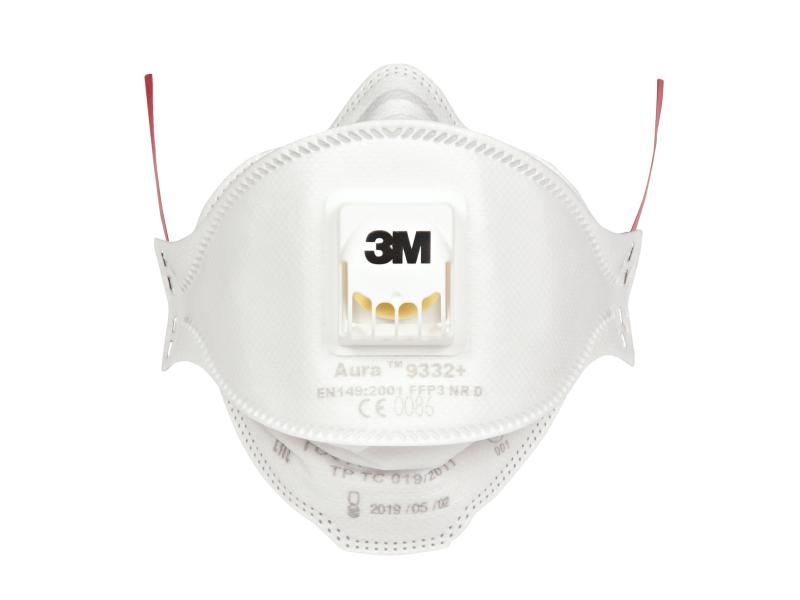 3M Atemschutzmaske Aura 9332+ FFP3, 5 Stück, Maskentyp: Halbmaske, Grösse: Einheitsgrösse, Schutzklasse: FFP3, Detailfarbe: Weiss