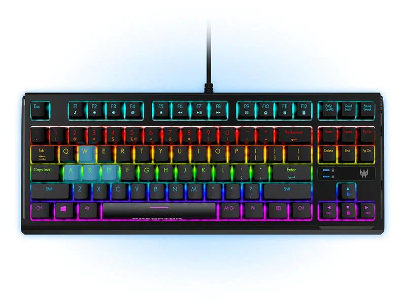 Acer Gaming-Tastatur Predator Aethon 301 TKL, Tastaturlayout: QWERTZ (CH), Tastatur Features: Geflechtkabel, Medientasten, RGB-Beleuchtung, Keyboard Tasten: Mechanisch, Detailfarbe: Schwarz, Verbindungsart: Verkabelt, Schnittstelle: USB-A
