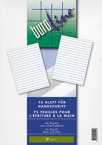 BÜROLINE Schreibpapier A4 545011 liniert,9mm, 70g 75 Blatt