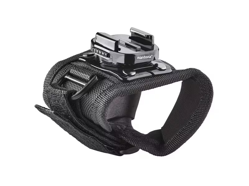 Mantona Handschuh mit 360° Schnellspann Halterung für GoPro, Zubehörtyp Kamera: Actioncamzubehör, Detailfarbe: Schwarz