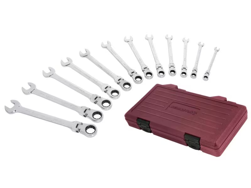 Kraftwerk Ringgabelschlüssel-Set flexibel, Schlüsselweite: 8-19 mm, Produkttyp Handwerkzeug: Gabelringschlüssel, Anzahl Teile: 12 Stück, CLICKCRAFT Flex