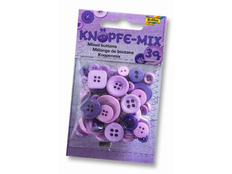 Folia Knöpfe-Mix Ton in Ton, Lila, Farbe: Violett