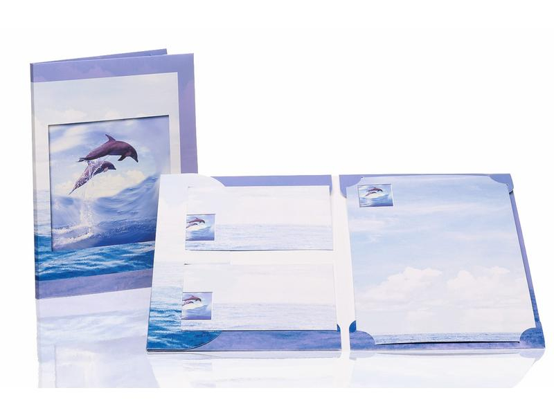 Rössler Briefpapierset Flipper, 10 Blätter, 10 Briefumschläge, Format: 165 x 235 mm, Farbe: Blau, Inhalt: Briefpapier, Kuvert