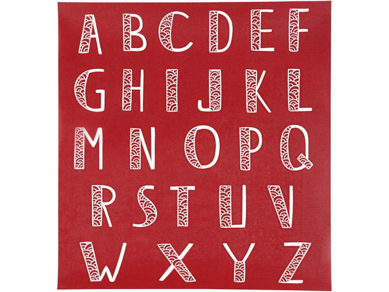 Creativ Company Schablonen Siebdruck Alphabet, 1 Stück, Breite: 20 cm, Länge: 22 cm, Selbstklebend: Nein, Motiv: Buchstaben