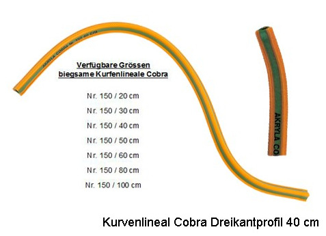 AKRYLA Kurvenlineal 40cm 150/40 orange/grün