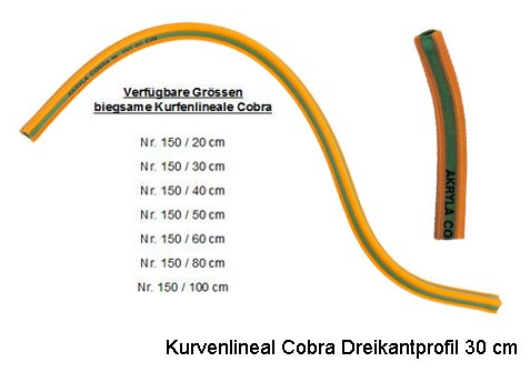AKRYLA Kurvenlineal 30cm 150/30 orange/grün