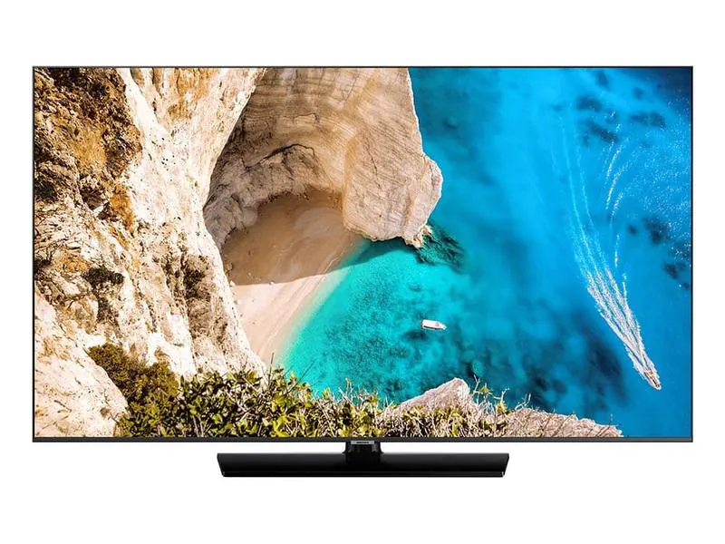 Samsung Hotel-TV HG43ET690UE 43 ", Bildschirmdiagonale: 43 ", Auflösung: 3840 x 2160 (Ultra HD 4K), IPTV: Ja, Tuner-Signal: DVB-T2 (terrestrisch), DVB-C (Kabel), DVB-S2 (Satellit), CI-Slot (x1), Analog, Farbe: Schwarz, Bildschirmtechnologie: LED-LCD