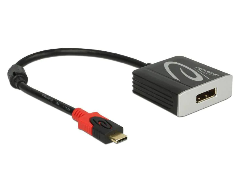 DeLock Adapter 4K, 20 cm USB Type-C Thunderbolt 3 - DisplayPort, Kabeltyp: Adapter, Videoanschluss Seite A: USB Type-C; Thunderbolt 3, Videoanschluss Seite B: DisplayPort