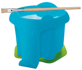 PELIKAN Wasserbox für Deckfarbkasten K12, blau ansteckbare 'Elefanten'-Wasserbox, mit Pinselablage,kippsicher