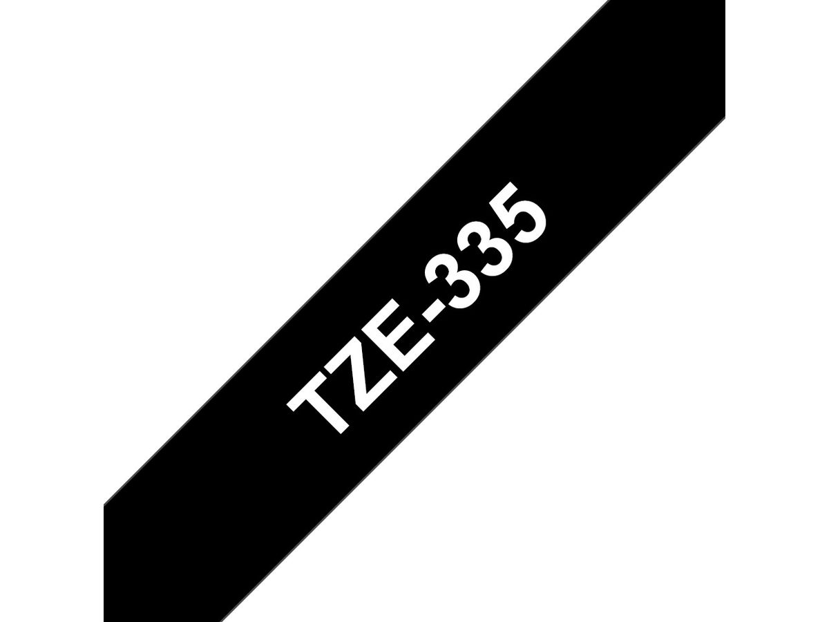 Brother Beschriftungsband TZe-335 Weiss auf Schwarz, 12mm x 8m