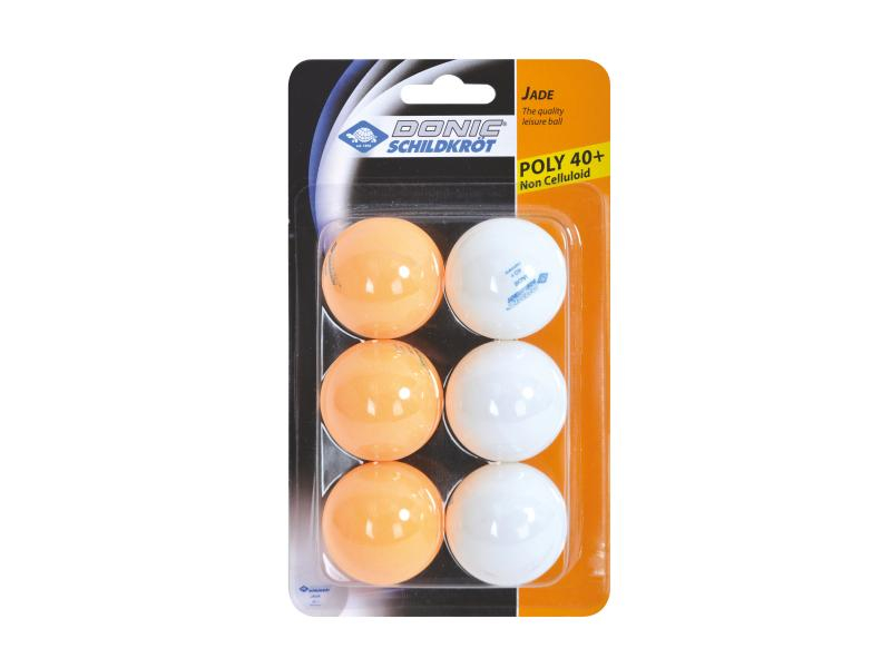 DONIC Schildkröt Tischtennisball Jade Freizeitball Poly 40+, Verpackungseinheit: 6 Stück, Farbe: Weiss; Orange, Sportart: Tischtennis