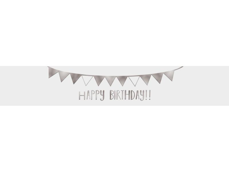 URSUS Banderole Happy Birthday aus Transparentpapier, Packungsgrösse: 5 Stück, Farbe: Silber, Anlass: Geburtstag
