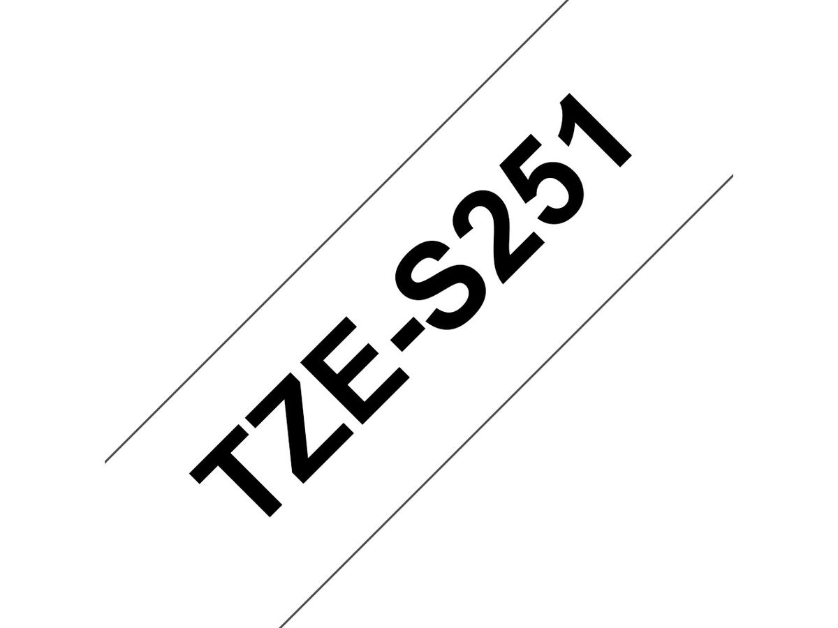 Brother Beschriftungsband TZe-S251 stark haftend Schwarz auf Weiss 24 mm