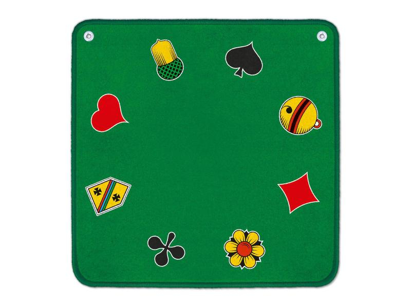 Jassteppich - Jass + Piquet Symbole - grün [65 x 65 cm]