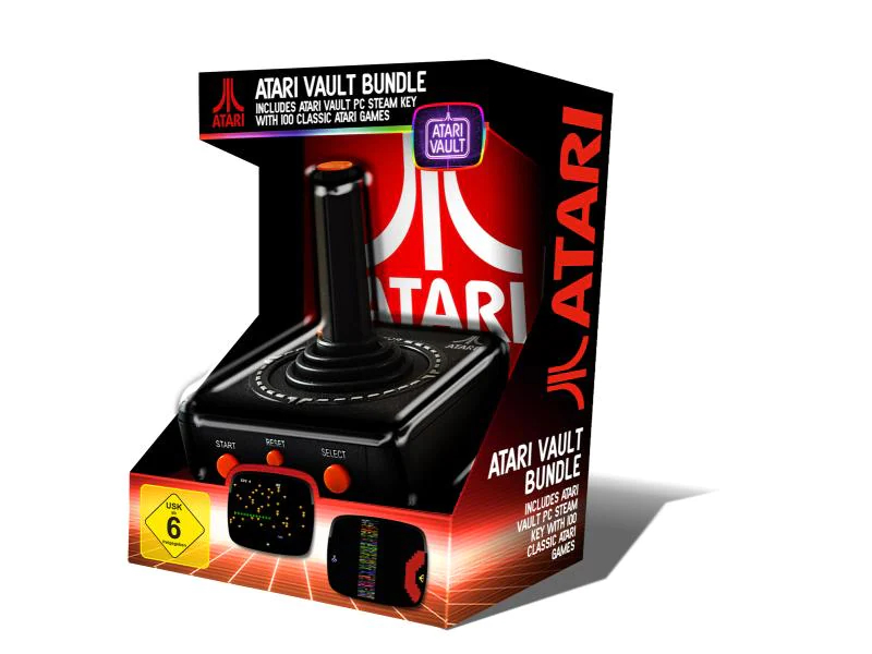 Pqube Atari 2600 Vault PC USB Joystick inkl. 100 Steam Games, Plattform: Atari, Ausführung: Standard Edition, Farbe: Schwarz